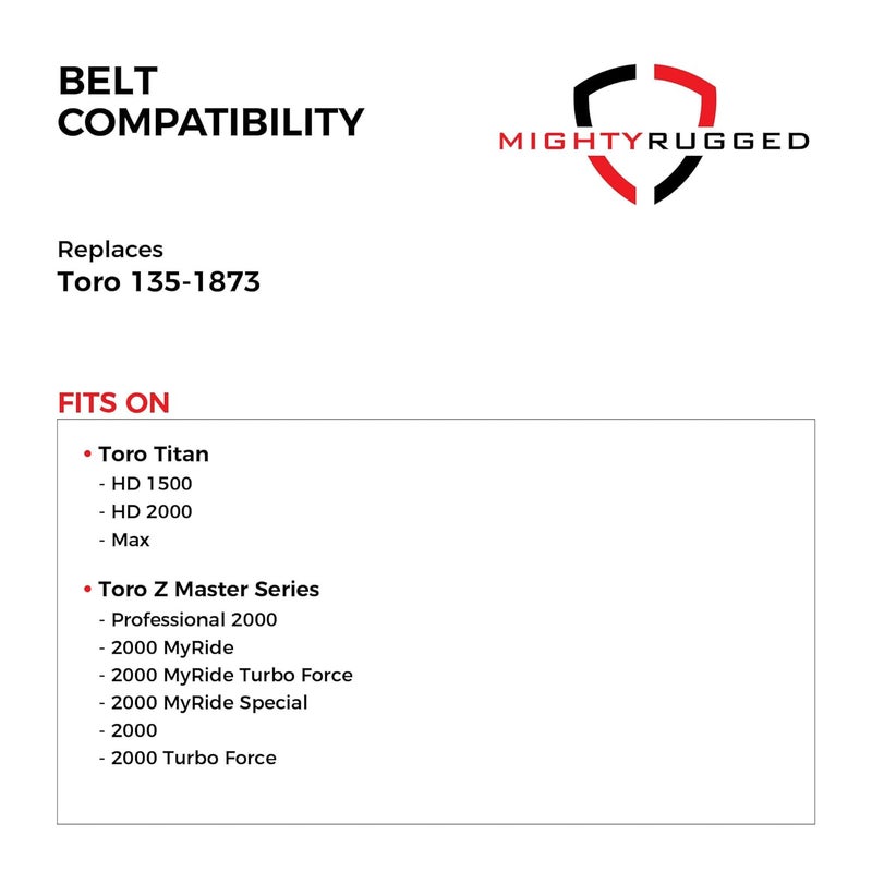 MightyRugged 135-1873 Replacement for Toro TimeCutter 60 Inch Deck Belt, Length 189.5", Heavy-Duty, Durable, Aramid Cord Belt Replaces 1351873 for Toro Titan HD 1500, HD 2000, Max, Z Master Pro 2000, 2000 MyRide - Image 3